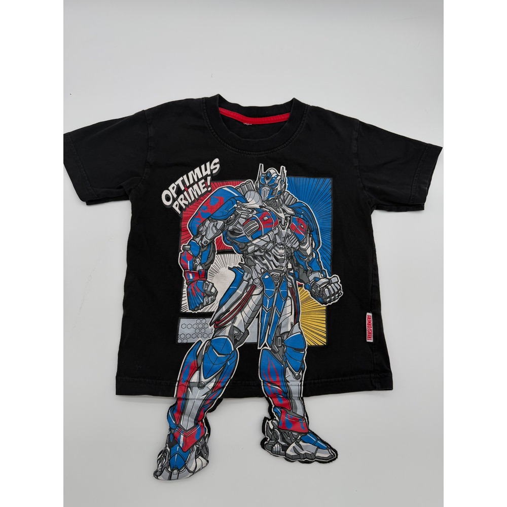Transformers Optimus Prime Graphic Tee Black Shirt Kids Unique 3D Leg Design